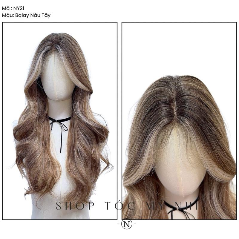 Tóc Giả Mỹ Nhi Nguyên Đầu Xoăn Layer Mái Bay NY21 Da Đầu Dệt Kim Dài 60cm