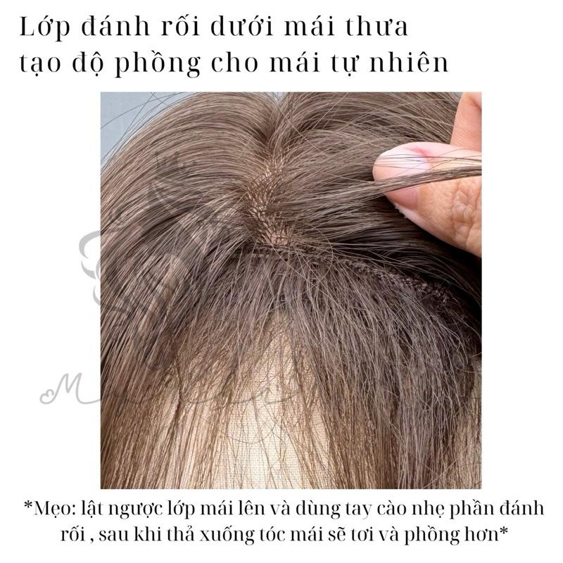 Tóc Giả Mỹ Nhi Xoăn Layer Mái Thưa Hàn Quốc Màu Tóc Nâu Choco x-dk-0101 Da Đầu Dệt Kim