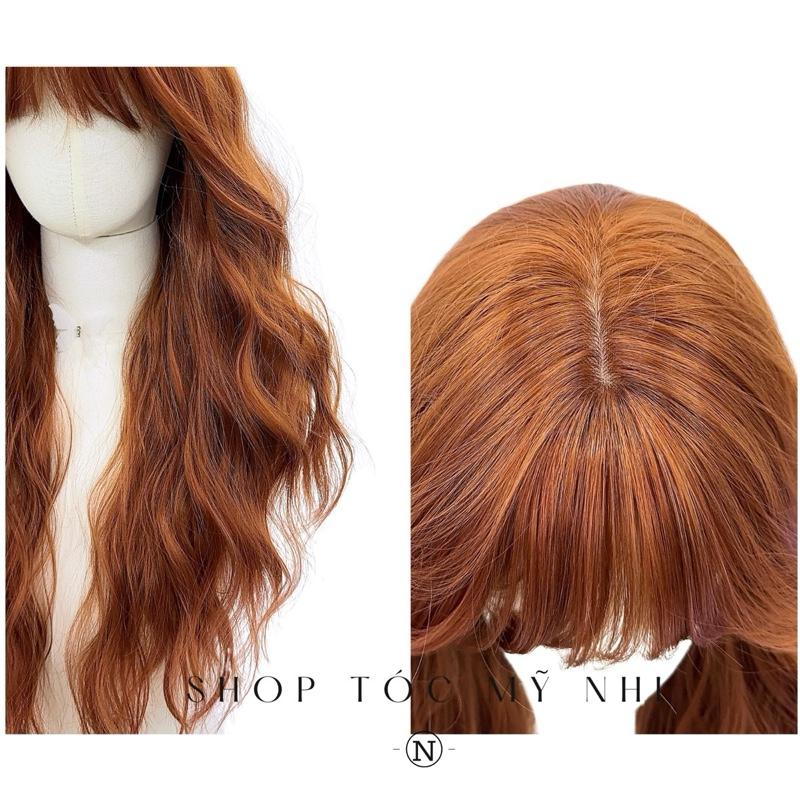Tóc Giả Mỹ Nhi Xoăn Xù Retro Dài Mái Thưa Hàn Quốc Màu Tóc Nâu Cam s-dk-1101 Da Đầu Dệt Kim