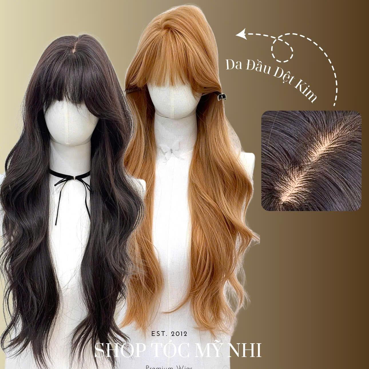Tóc Giả Nguyên Đầu Dệt Kim Mái Thưa Xoăn Lơi Nhe CH010 65cm