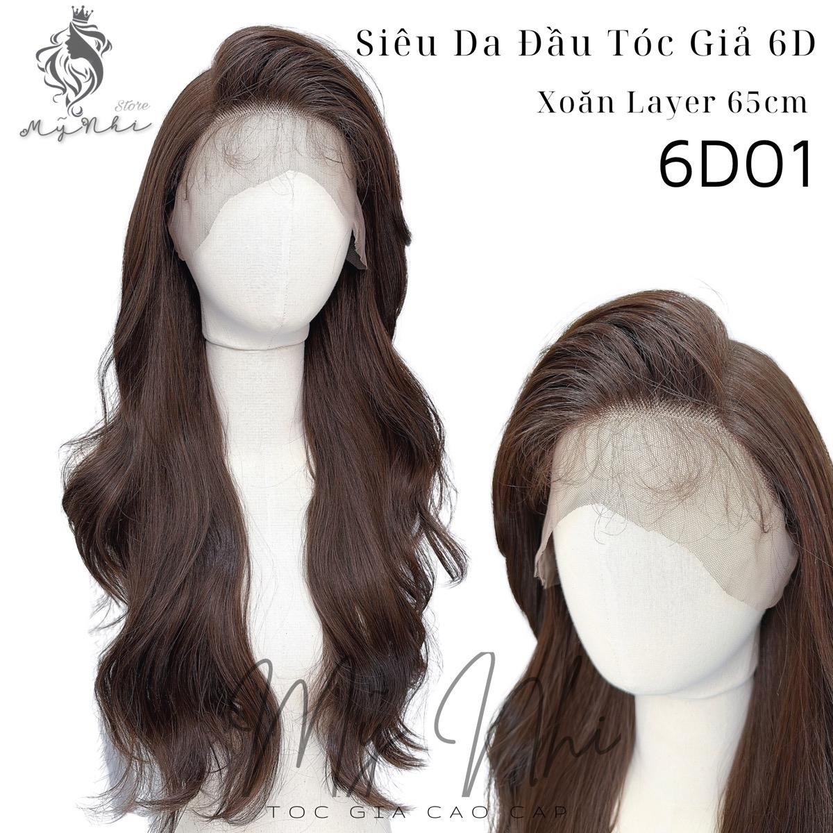 Siêu Da Đầu 6D Tóc Giả Xoăn Layer Dài 65cm 6D01
