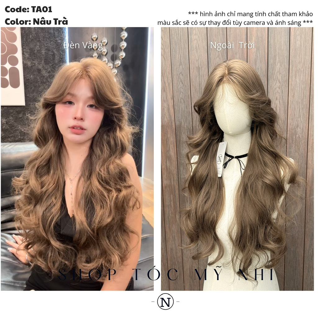 Tóc Giả Dệt Kim Hải Mái Pháp Xoăn Thượng TA01 Dài 65cm