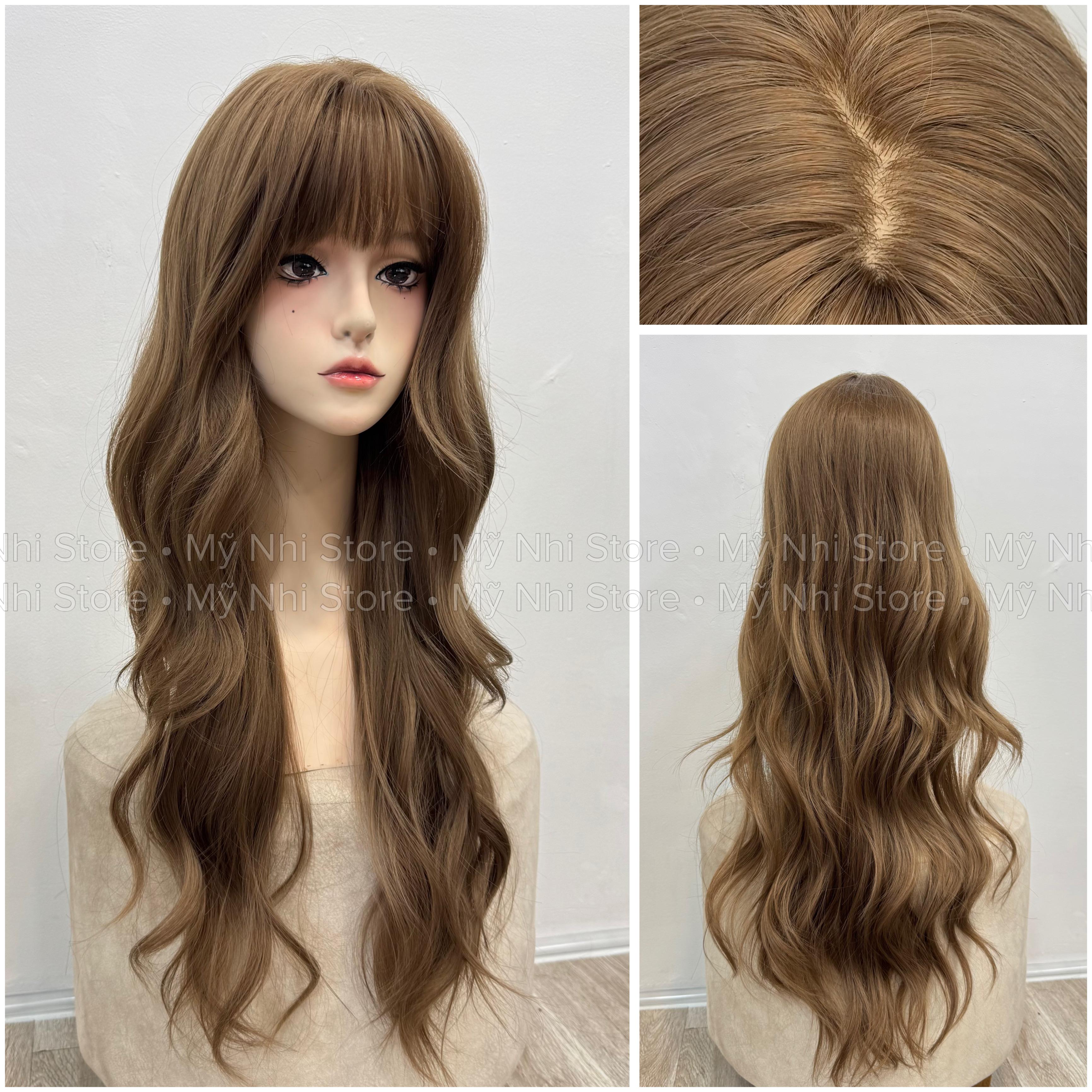 Tóc Giả Nguyên Đầu Dệt Kim Mái Thưa Xoăn Lơi Nhe CH010 65cm