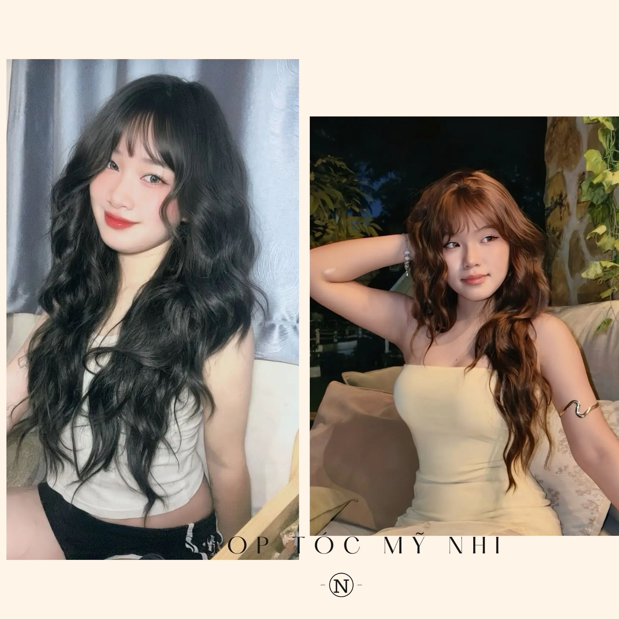 Tóc Giả Nguyên Đầu Dệt Kim Mái Thưa Cúp Xù Baby NG02 60cm