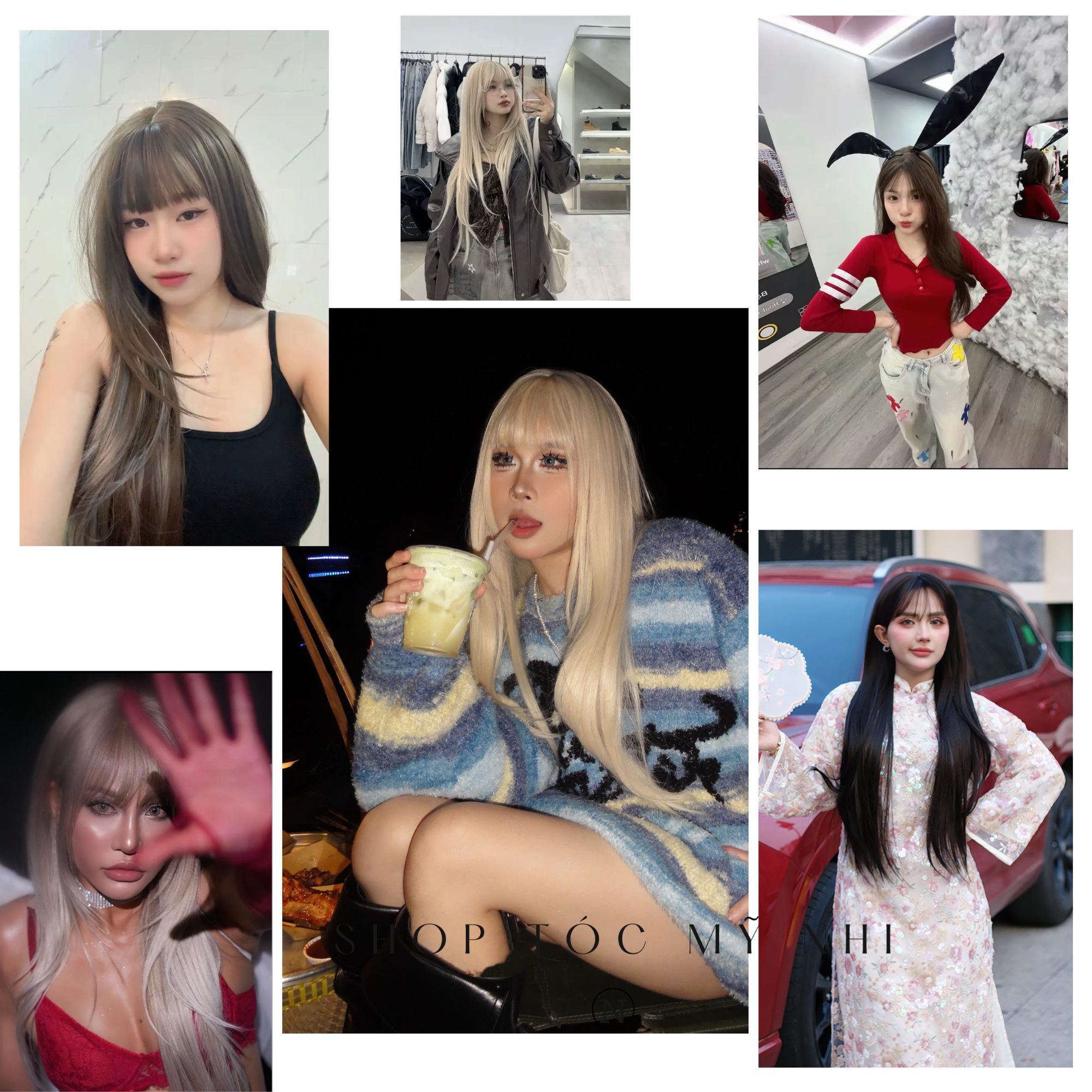 Tóc Giả Dệt Kim Mái Thưa Thẳng Cúp Baby NG04 dài 70cm