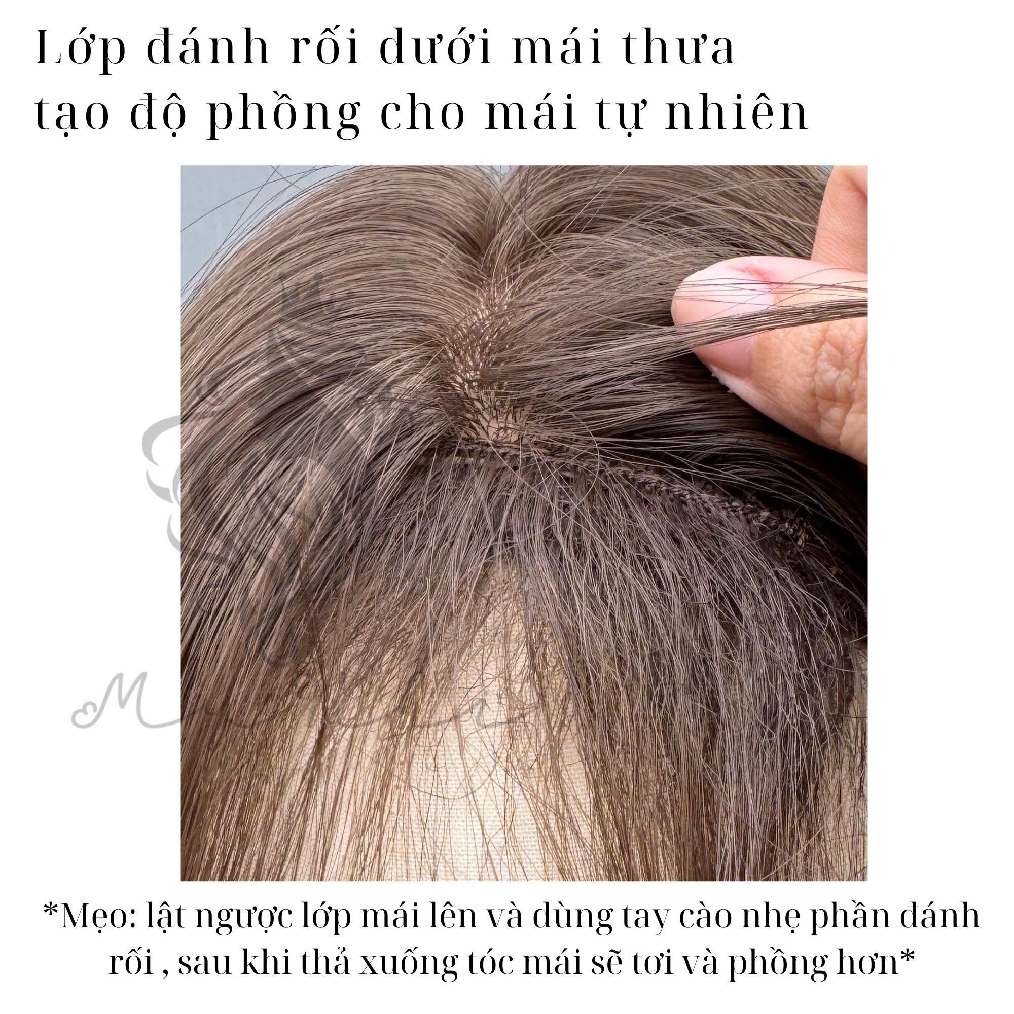 Tóc Giả Da Đầu Dệt Kim Xoăn Layer Mái Thưa NG07 dài 45cm