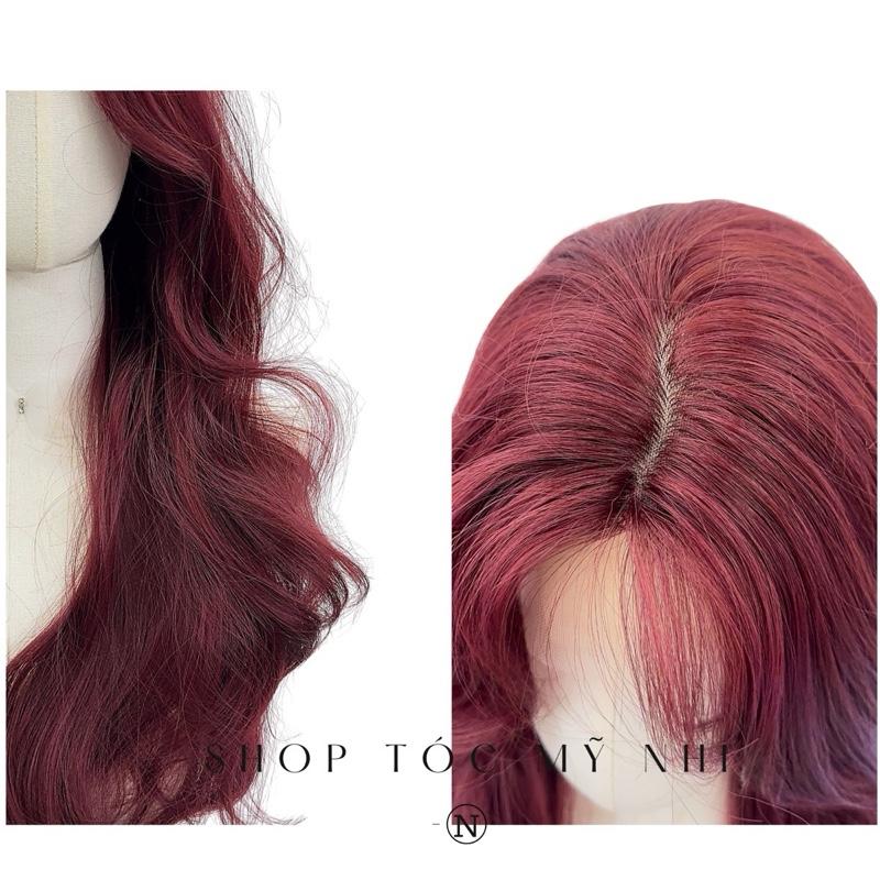 Tóc Giả Mỹ Nhi Xoăn Layer Mái Bay Màu Tóc Đỏ Cherry x-dk1-0115 Da Đầu Dệt Kim