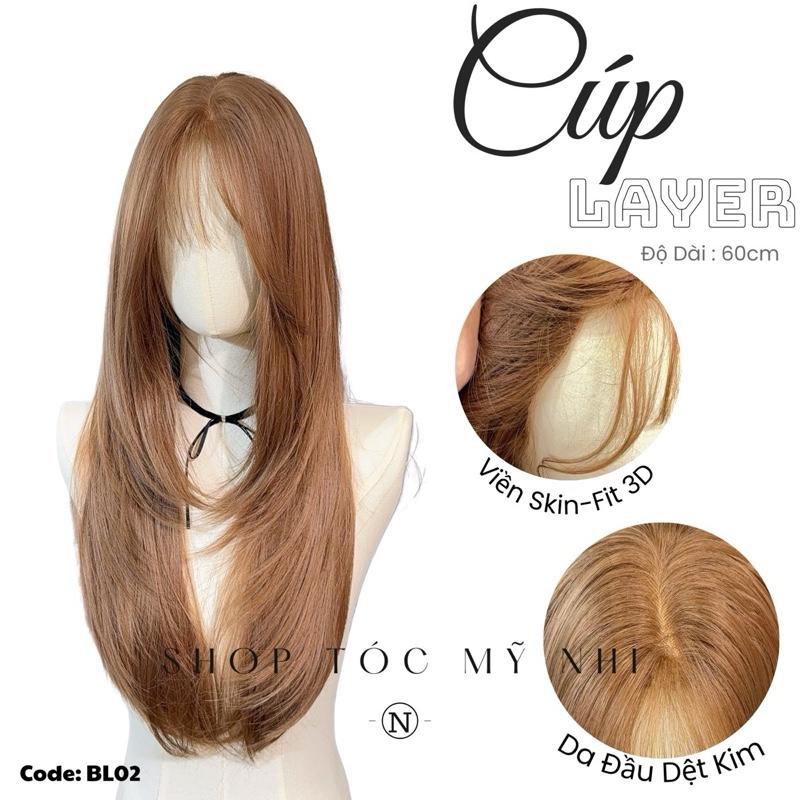 Tóc Giả Bio-Lace 3D Mái Thưa Cúp layer BL02 độ dài 60cm (Viền Da Sinh Học Skin-Fit)