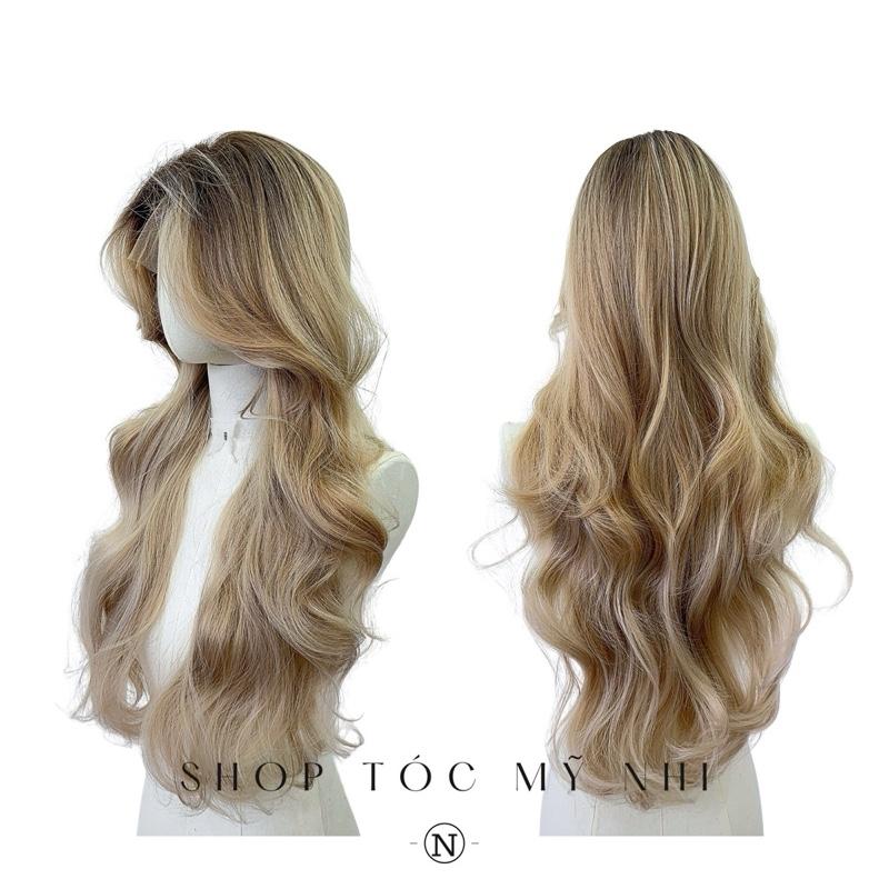 Tóc Giả Mỹ Nhi Bouncy Curl Xoăn Bung Layer Mái Bay Màu Tóc Chân Nâu Khói Sữa X-3D-0203 Da Đầu 3D Kết Hợp ( phân khúc DÁN KEO)