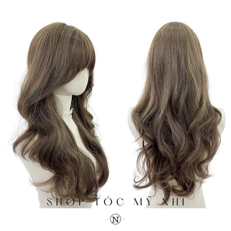 Tóc Giả Mỹ Nhi Xoăn Layer Mái Thưa Hàn Quốc Màu Tóc Rêu Khói x-dk-0102 Da Đầu Dênt Kim