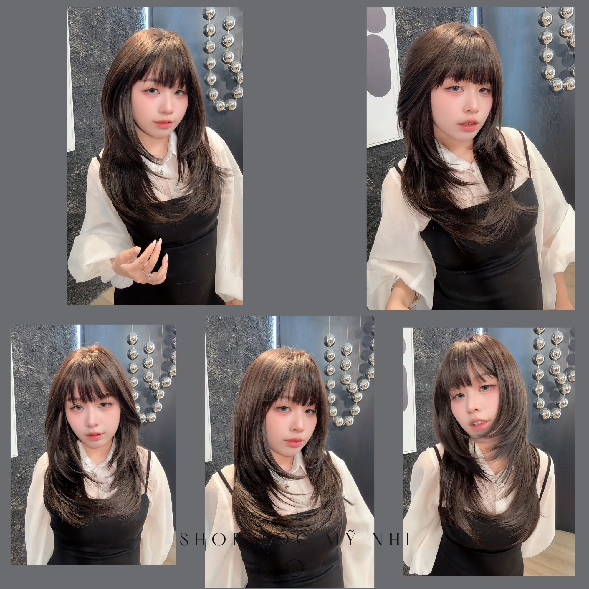 Tóc Giả Dệt Kim Hust Cut Mái Thưa  Màu Nâu Đen C-dk-1203 45cm