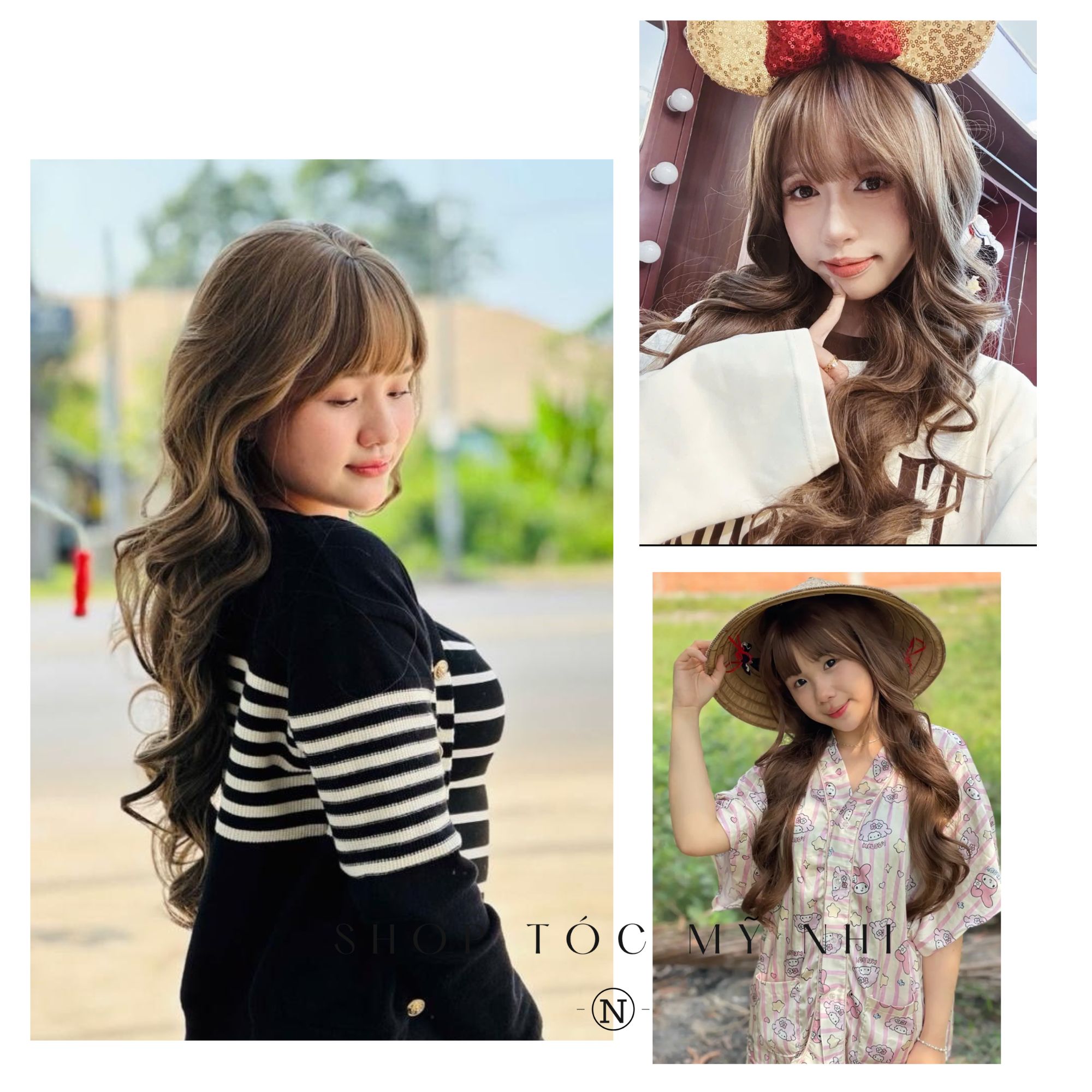 Tóc Giả Dệt Kim Mái Thưa Xoăn Thượng Hải NG01 65cm