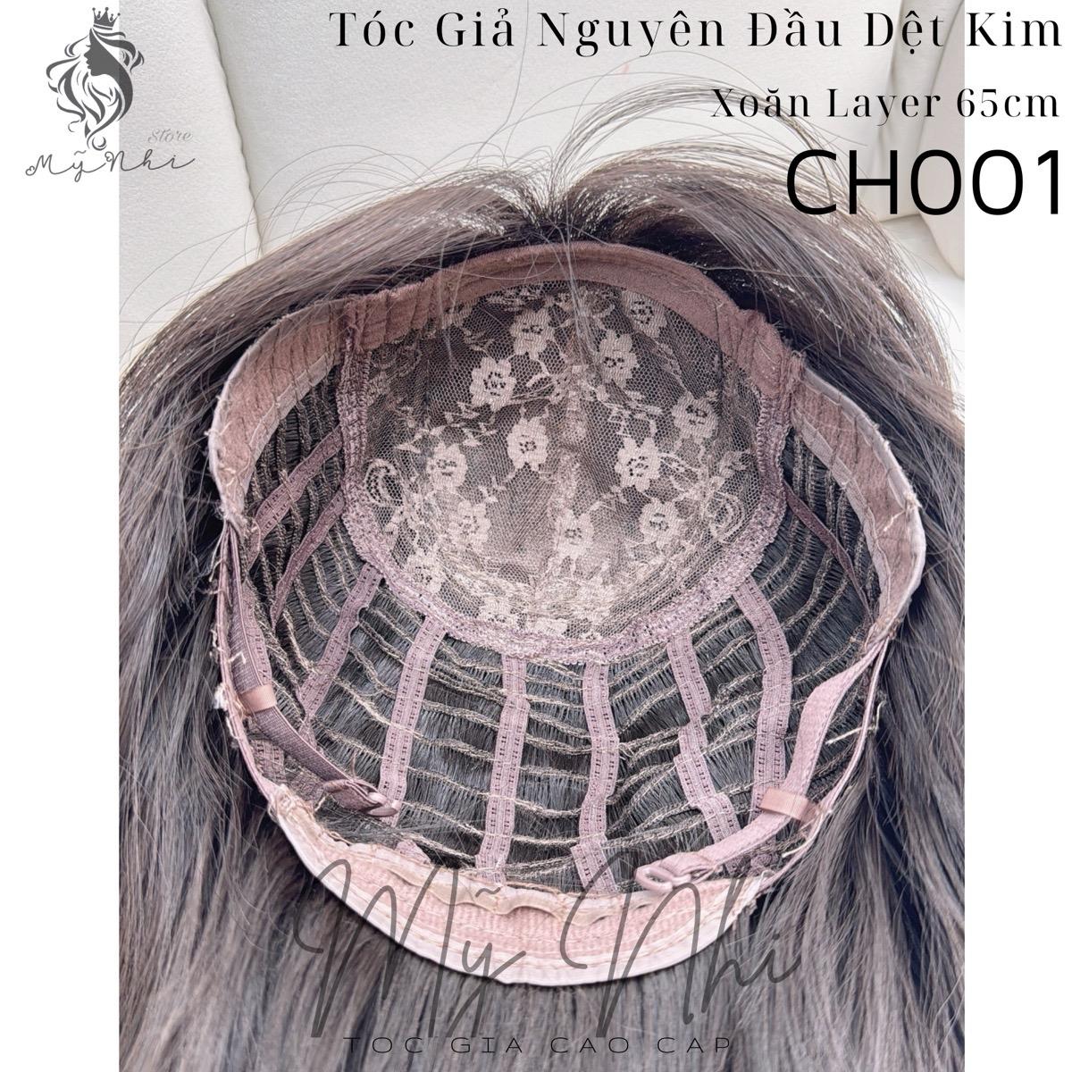 Tóc Giả Nguyên Đầu Dệt Kim  Mái Thưa Xoăn Layer CH001 65cm