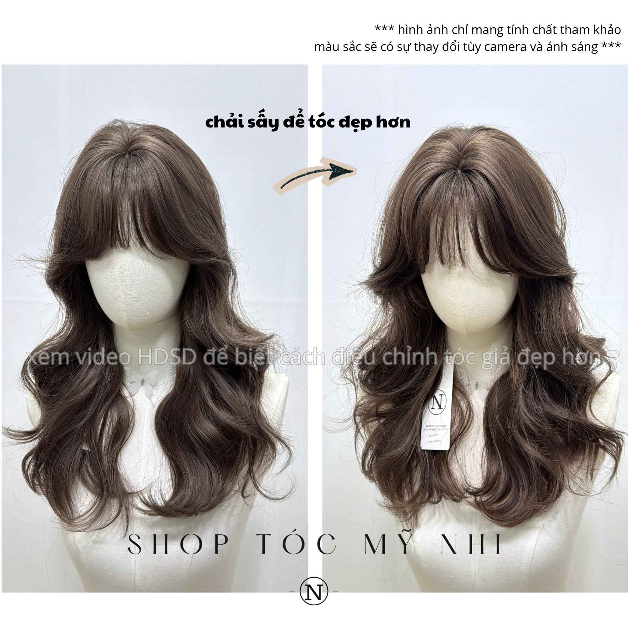 Tóc Giả Da Đầu Dệt Kim Xoăn Layer Mái Thưa NG07 dài 45cm