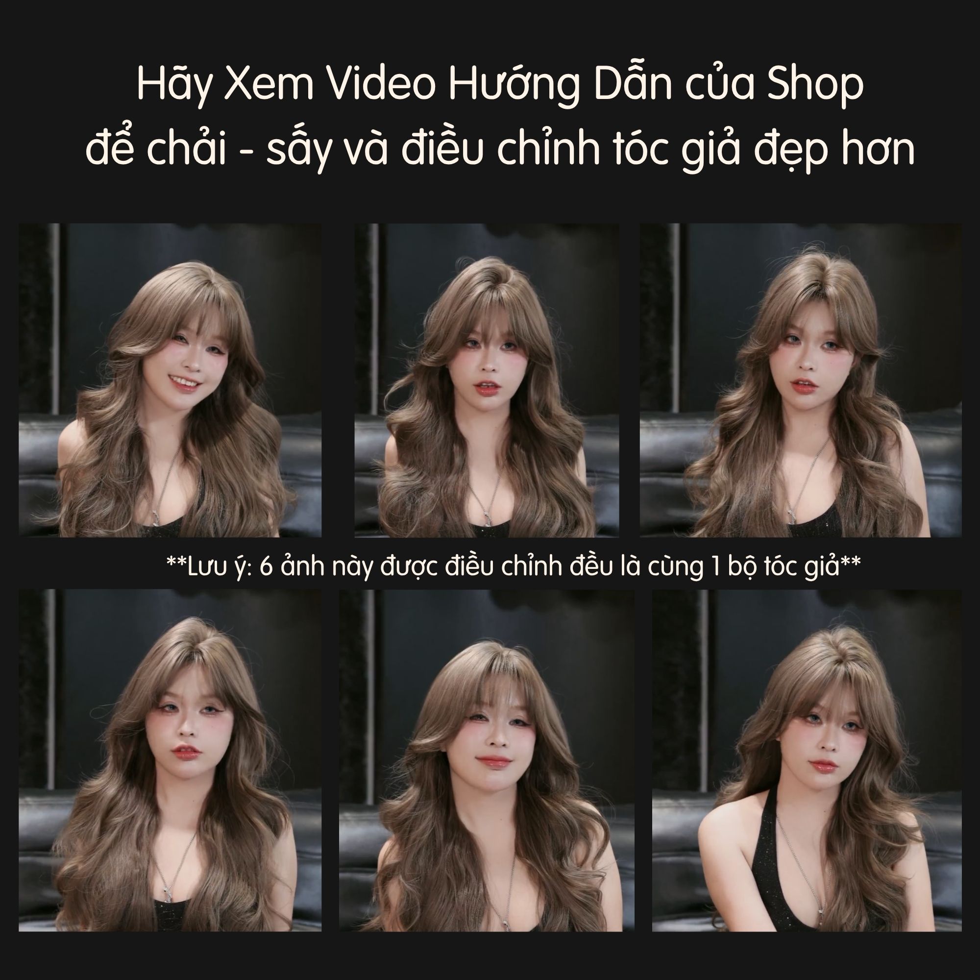 Tóc Giả Dệt Kim Hust Cut Mái Thưa  Màu Nâu Đen C-dk-1203 45cm