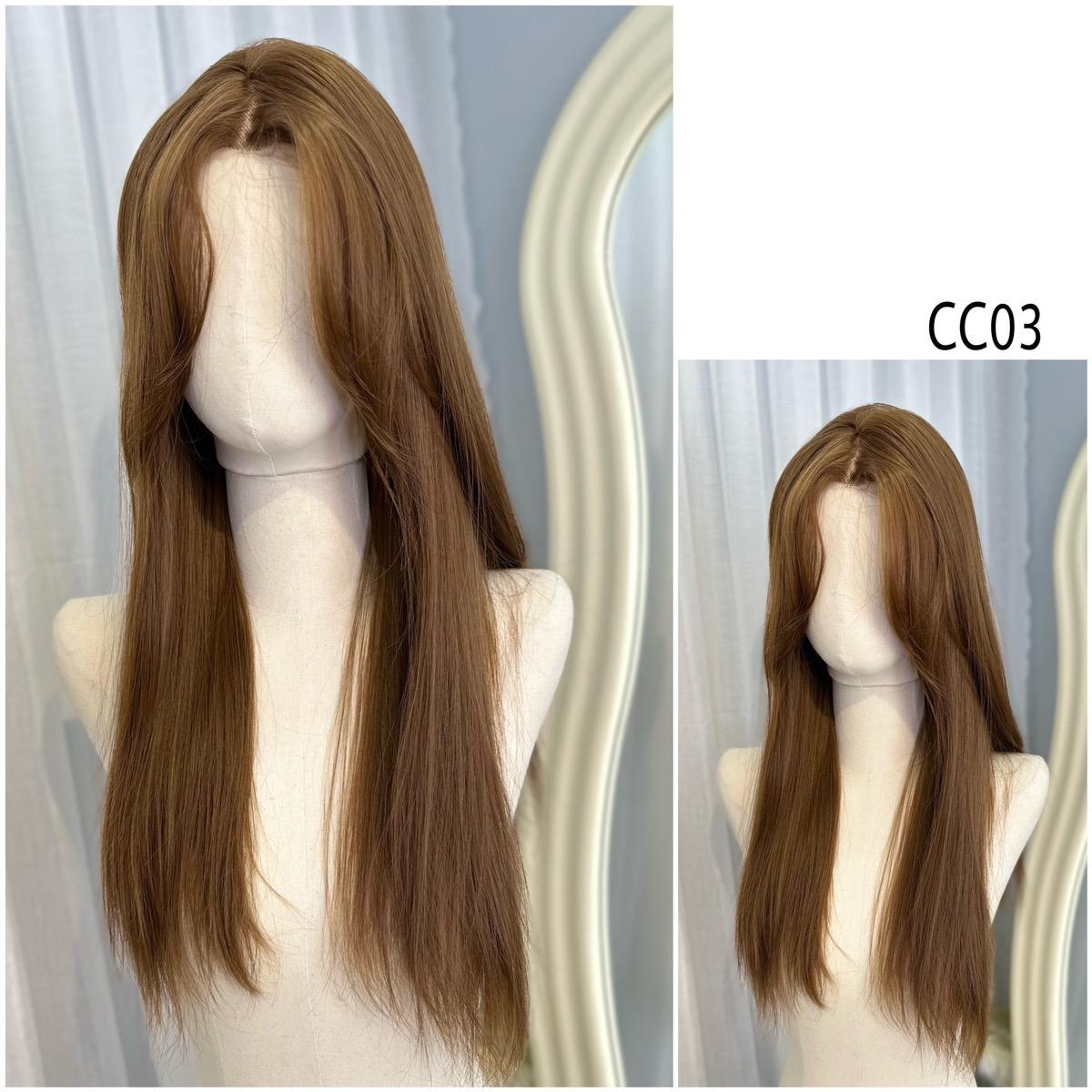 Siêu Da Đầu Tóc Giả Lưới T Mái Bay Tóc Thẳng CC03 60cm