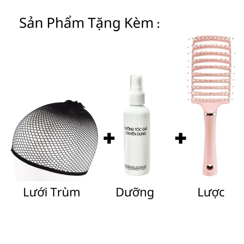 Tóc Giả Mỹ Nhi Xoăn Xù Retro Dài Mái Thưa Hàn Quốc Màu Tóc Nâu Cam s-dk-1101 Da Đầu Dệt Kim
