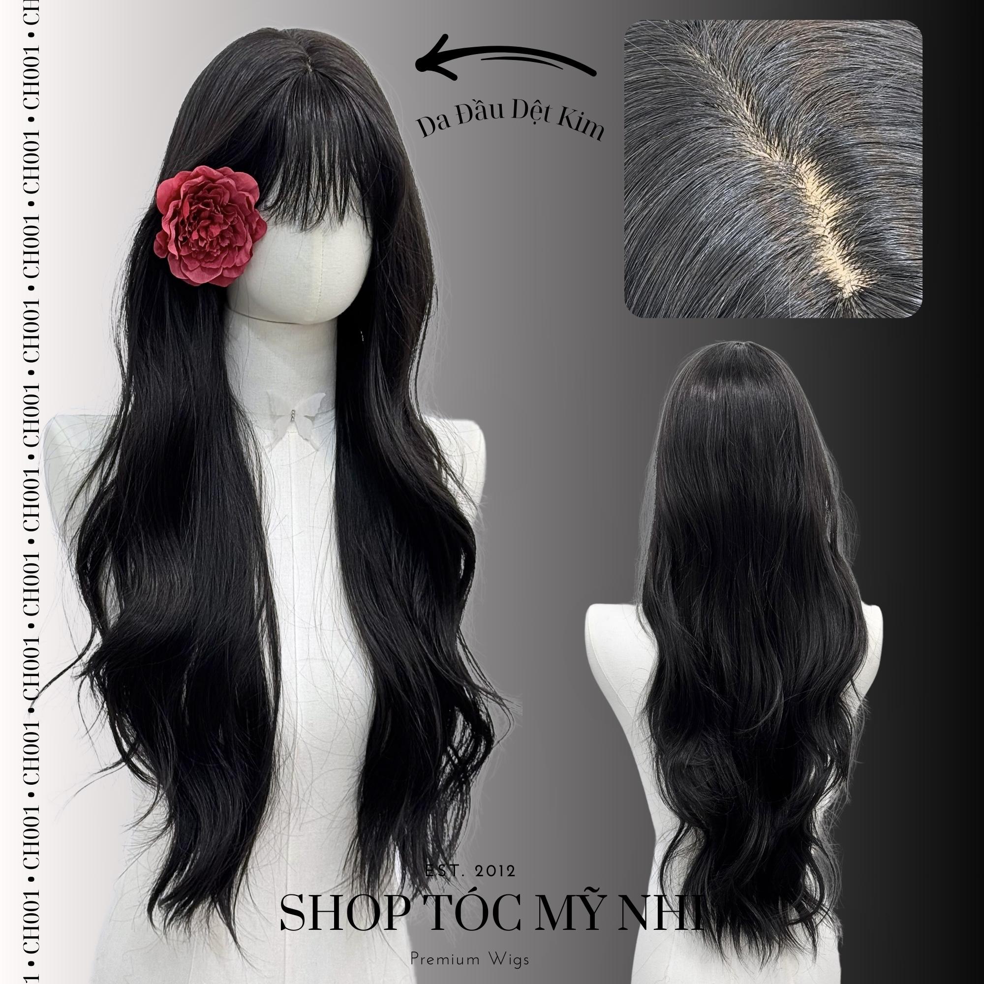 Tóc Giả Nguyên Đầu Dệt Kim  Mái Thưa Xoăn Layer CH001 65cm