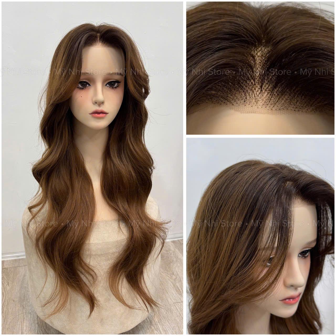 Siêu Da Đầu 6D Tóc Giả Xoăn Layer Dài 65cm 6D01