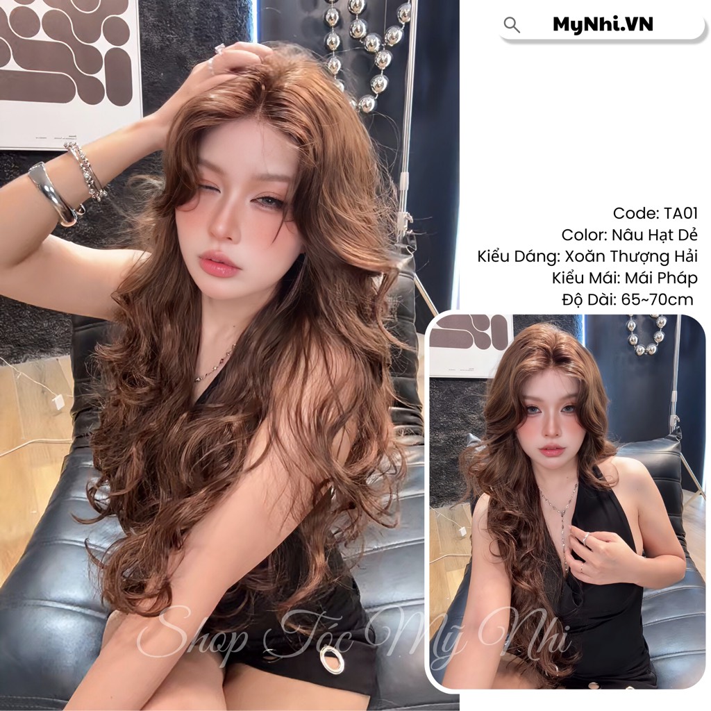 Tóc Giả Dệt Kim Hải Mái Pháp Xoăn Thượng TA01 Dài 65cm