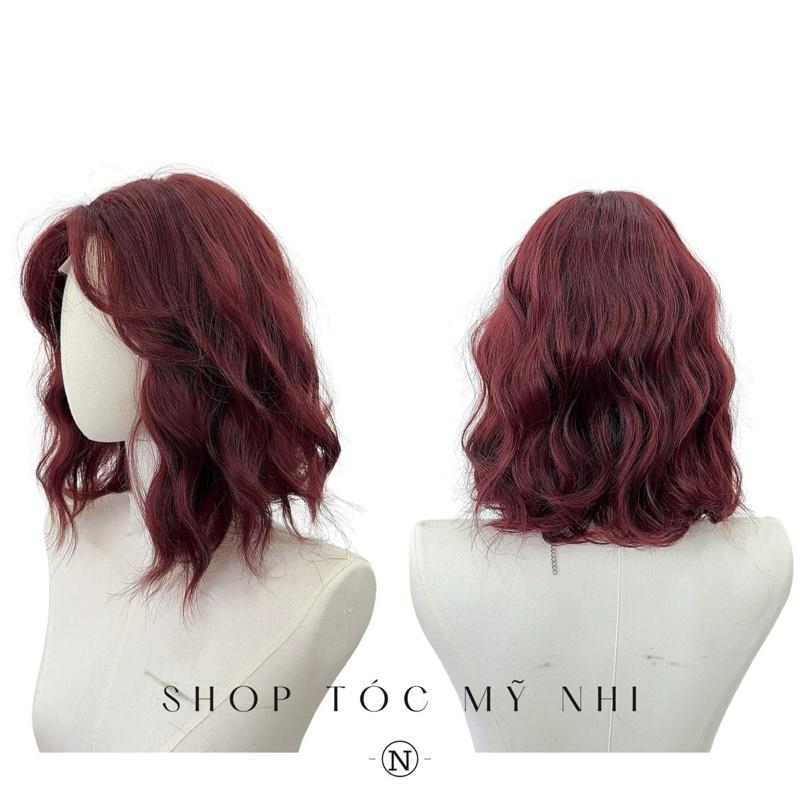 Tóc Giả Mỹ Nhi Xù Sóng Ngắn Ngang Vai Màu Tóc Đỏ Cherry s-dk2-1101 Da Đầu Dệt Kim