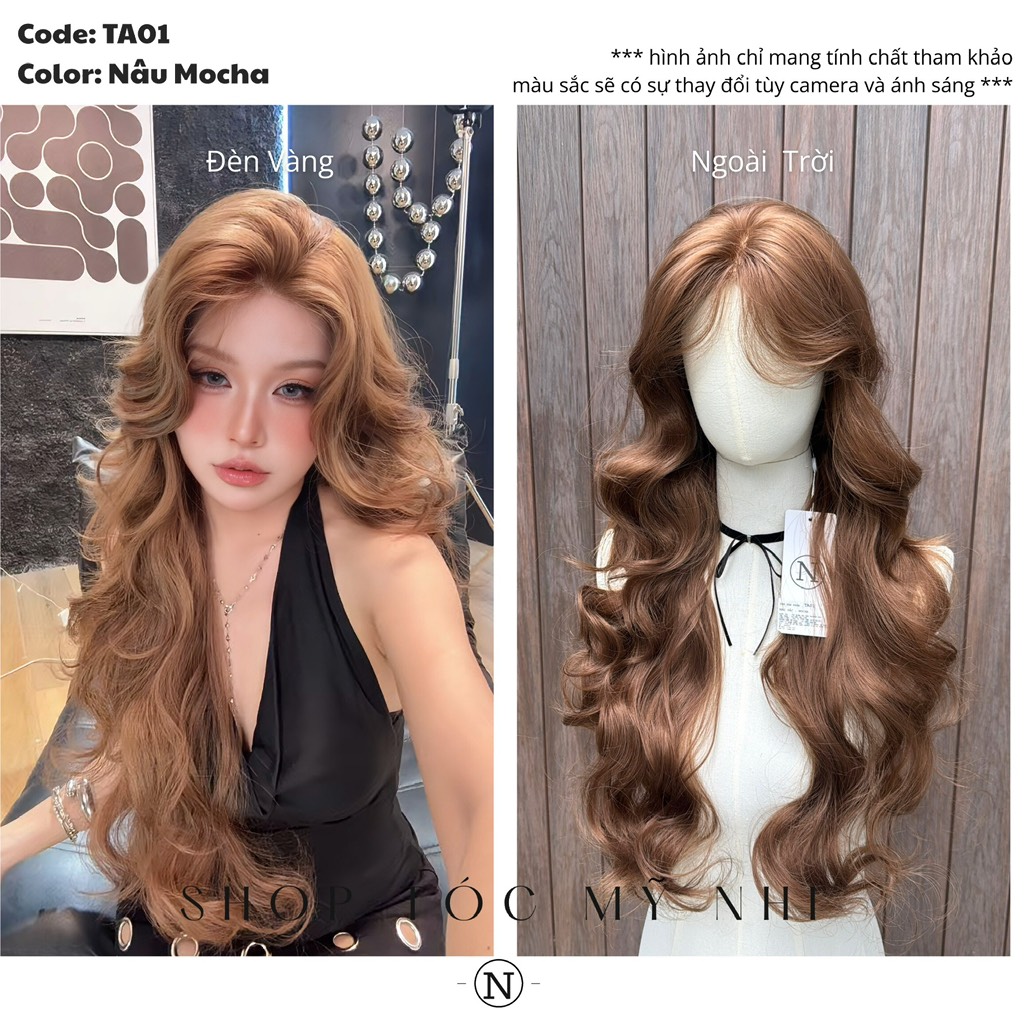 Tóc Giả Dệt Kim Hải Mái Pháp Xoăn Thượng TA01 Dài 65cm