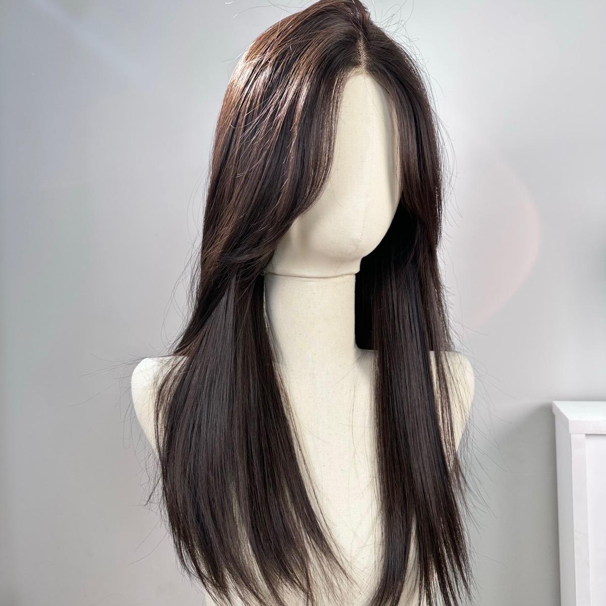 Siêu Da Đầu Tóc Giả Lưới T Mái Bay Tóc Thẳng CC03 60cm