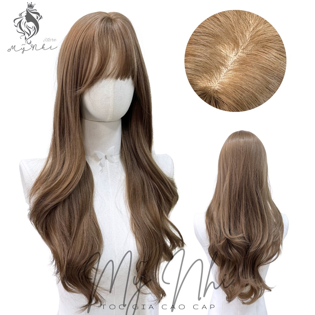 Tóc Giả Nguyên Đầu Dệt Kim  Mái Thưa Xoăn Layer CH001 65cm