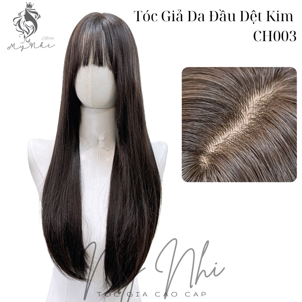Tóc Giả Nguyên Đầu Dệt Kim Mái Thưa Thẳng CH003 65cm