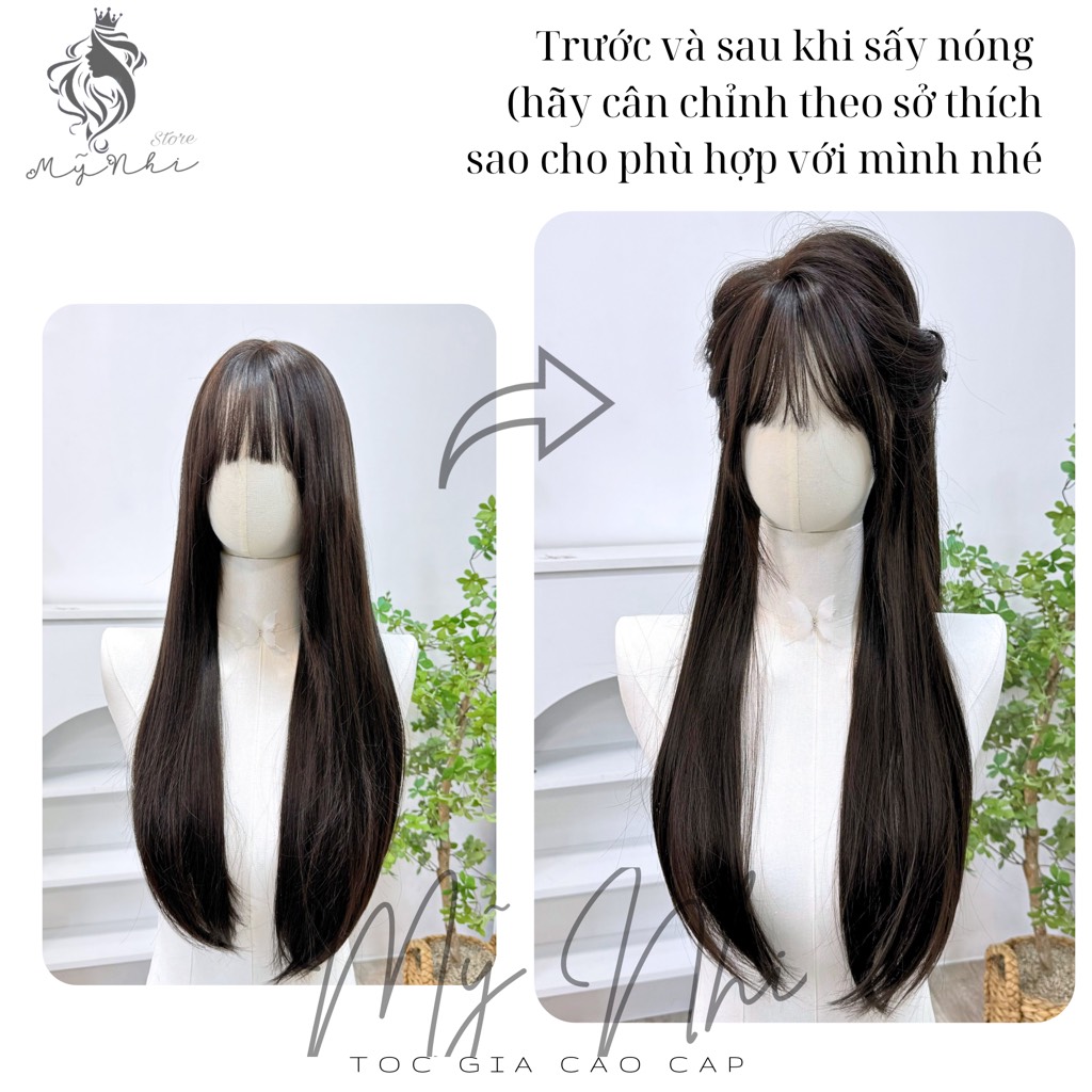 Tóc Giả Nguyên Đầu Dệt Kim Mái Thưa Thẳng CH003 65cm