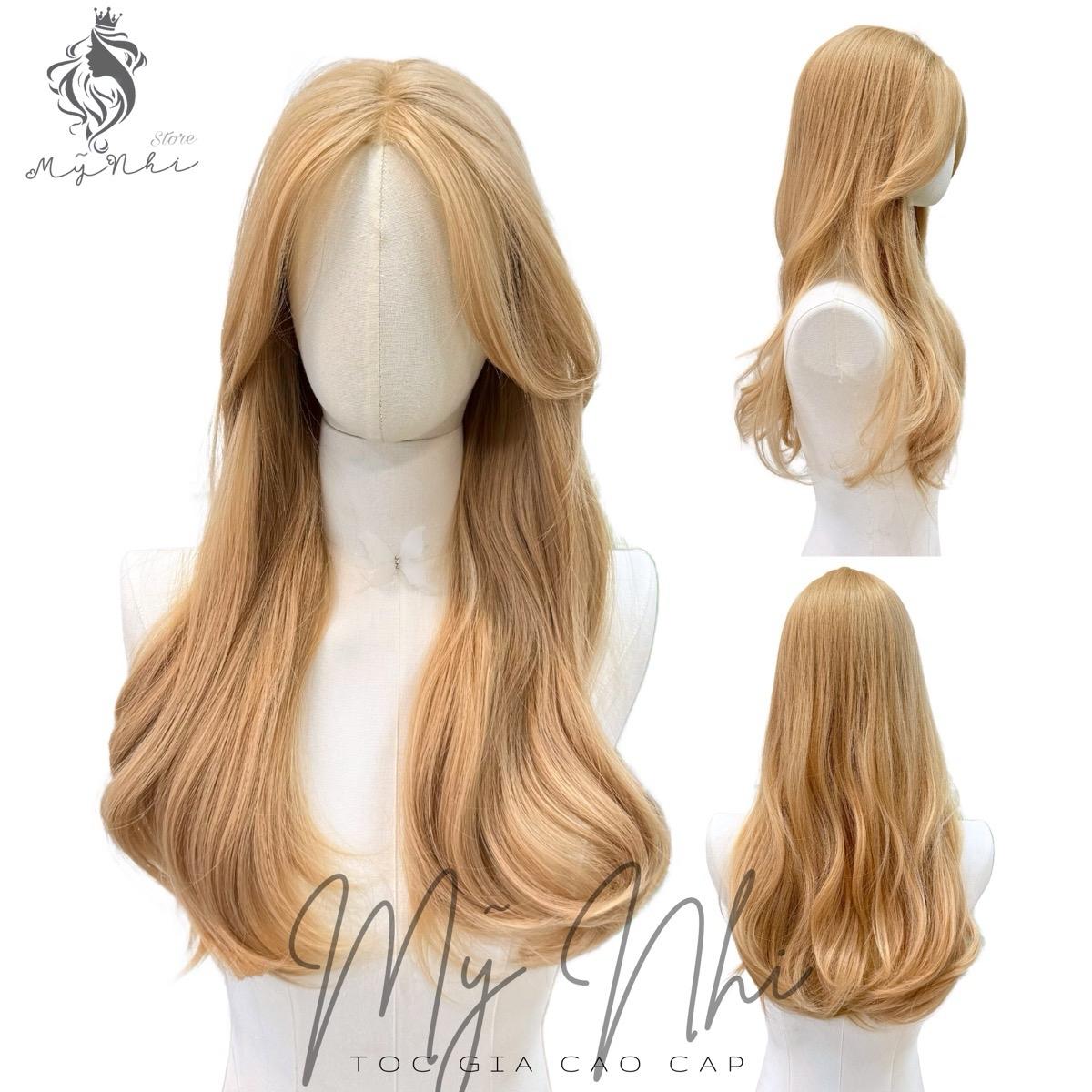 Siêu Da Đầu lưới chữ T Tóc Giả Mái Bay Xoăn Nhẹ Đuôi CC13 50cm