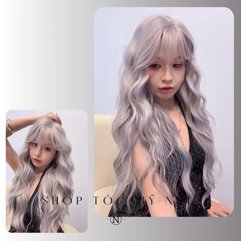 Tóc Giả Nguyên Đầu Dệt Kim Mái Thưa Cúp Xù Baby NG02 60cm