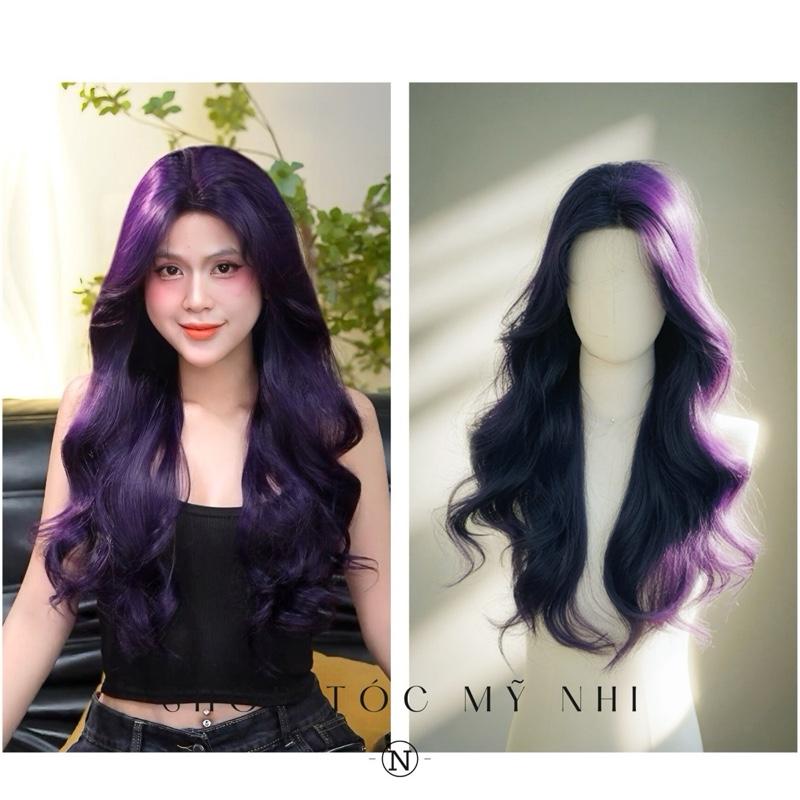 Tóc Giả Mỹ Nhi Xoăn Layer Hai Mái Màu Tóc Tím Than x-dk1-0118 Da Đầu Dệt Kim (rẻ ngôi được)