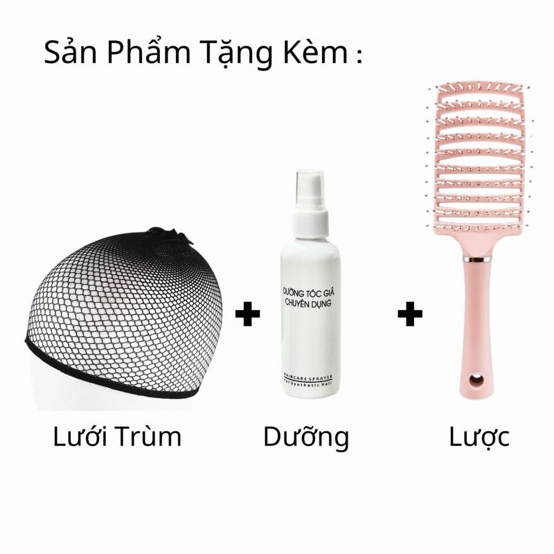 Tóc Giả Mỹ Nhi Mái Thưa Hush Cut dài 60cm Màu Tóc Chân Đen Sương Vàng c-dk-0908 Da Đầu Dệt Kim (rẻ ngôi được)