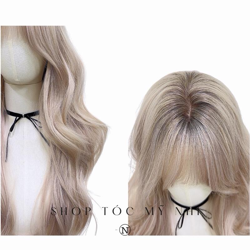 Tóc Giả Mỹ Nhi Mái Thưa Xoăn Layer Dài Màu Tóc Blonde Pink x-dk-1018 Da Đầu Dệt Kim (rẻ ngôi được)