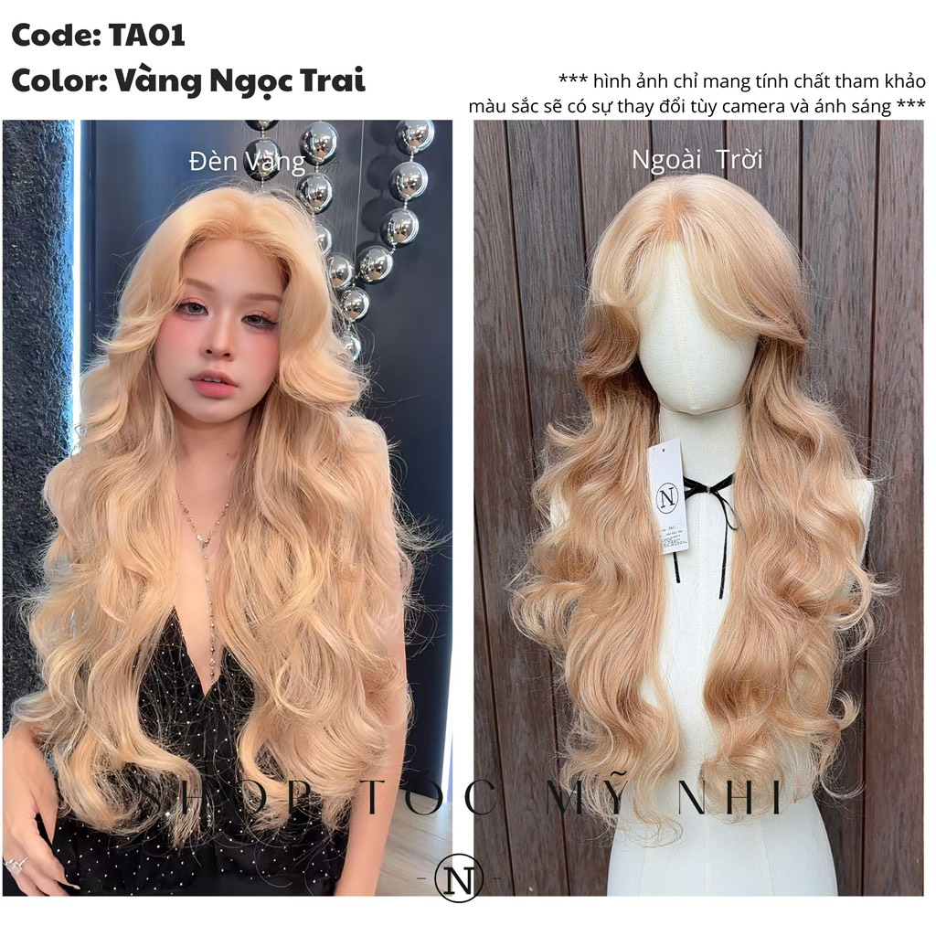 Tóc Giả Dệt Kim Hải Mái Pháp Xoăn Thượng TA01 Dài 65cm