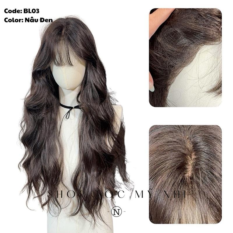 Tóc Giả Bio-Lace 3D Mái Thưa Xù Sóng BL03 độ dài 60cm (Viền Da Sinh Học Skin-Fit)