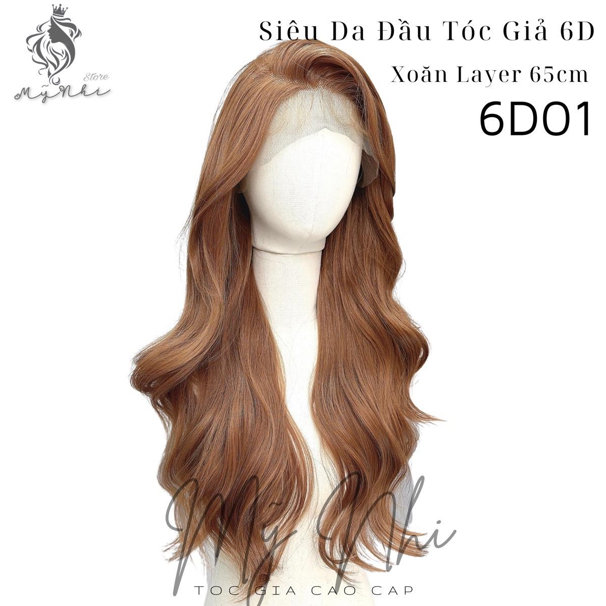 Siêu Da Đầu 6D Tóc Giả Xoăn Layer Dài 65cm 6D01