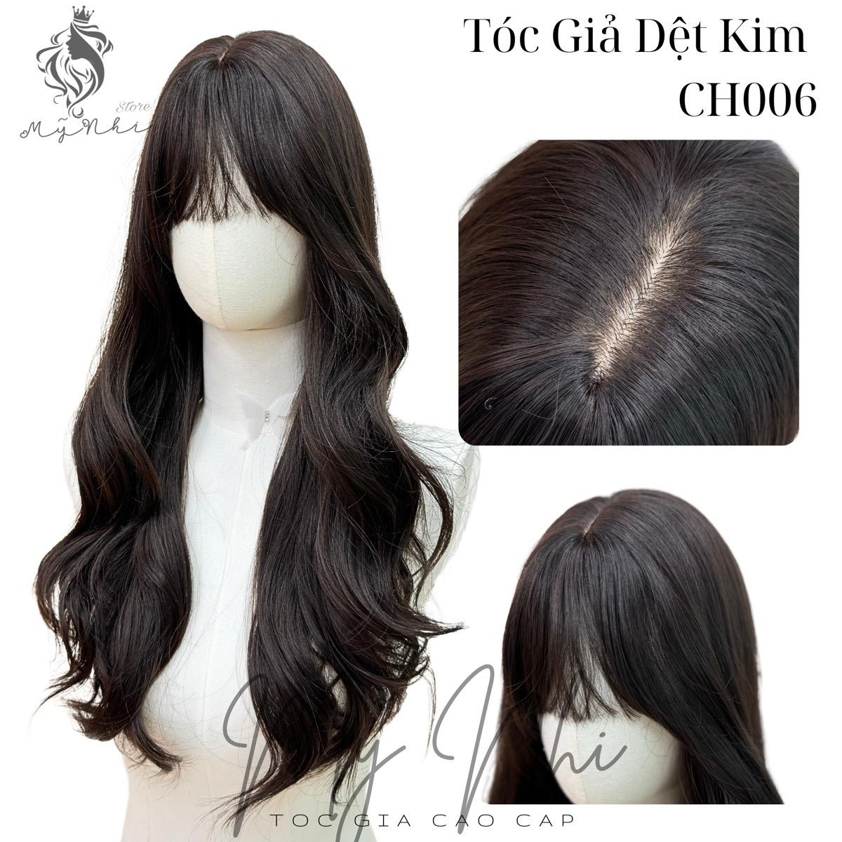 Tóc Giả Nguyên Đầu Dệt Kim Mái Thưa Xoăn Lọn Sóng CH006 60cm