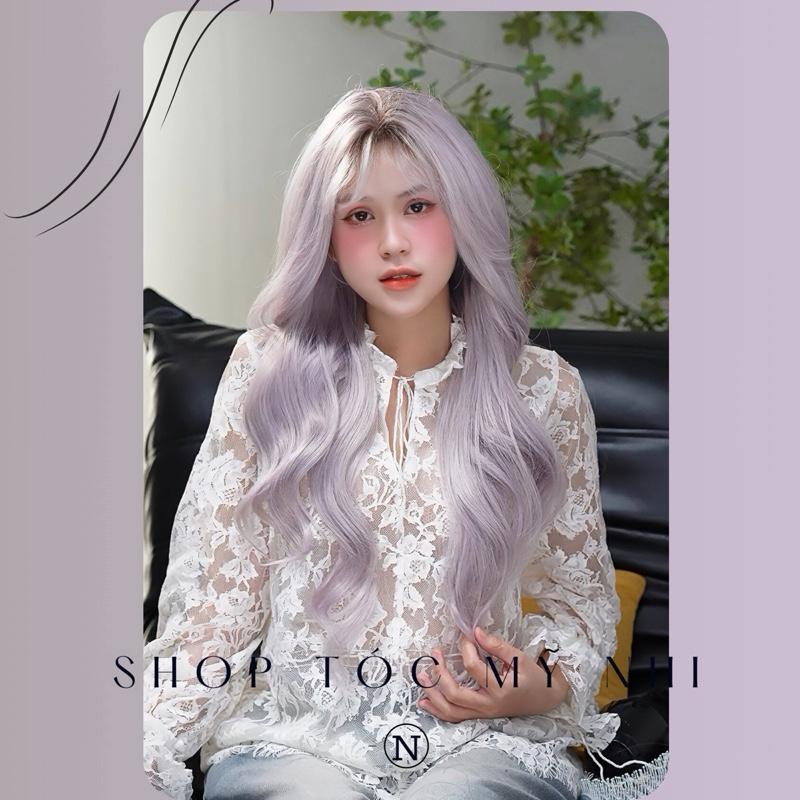 Tóc Giả Mỹ Nhi Mái Bay Xoăn Layer Màu Tóc Tím Ombre (Purple Ombre) x-dk2-0302 Da Đầu Dệt Kim (rẻ ngôi được)