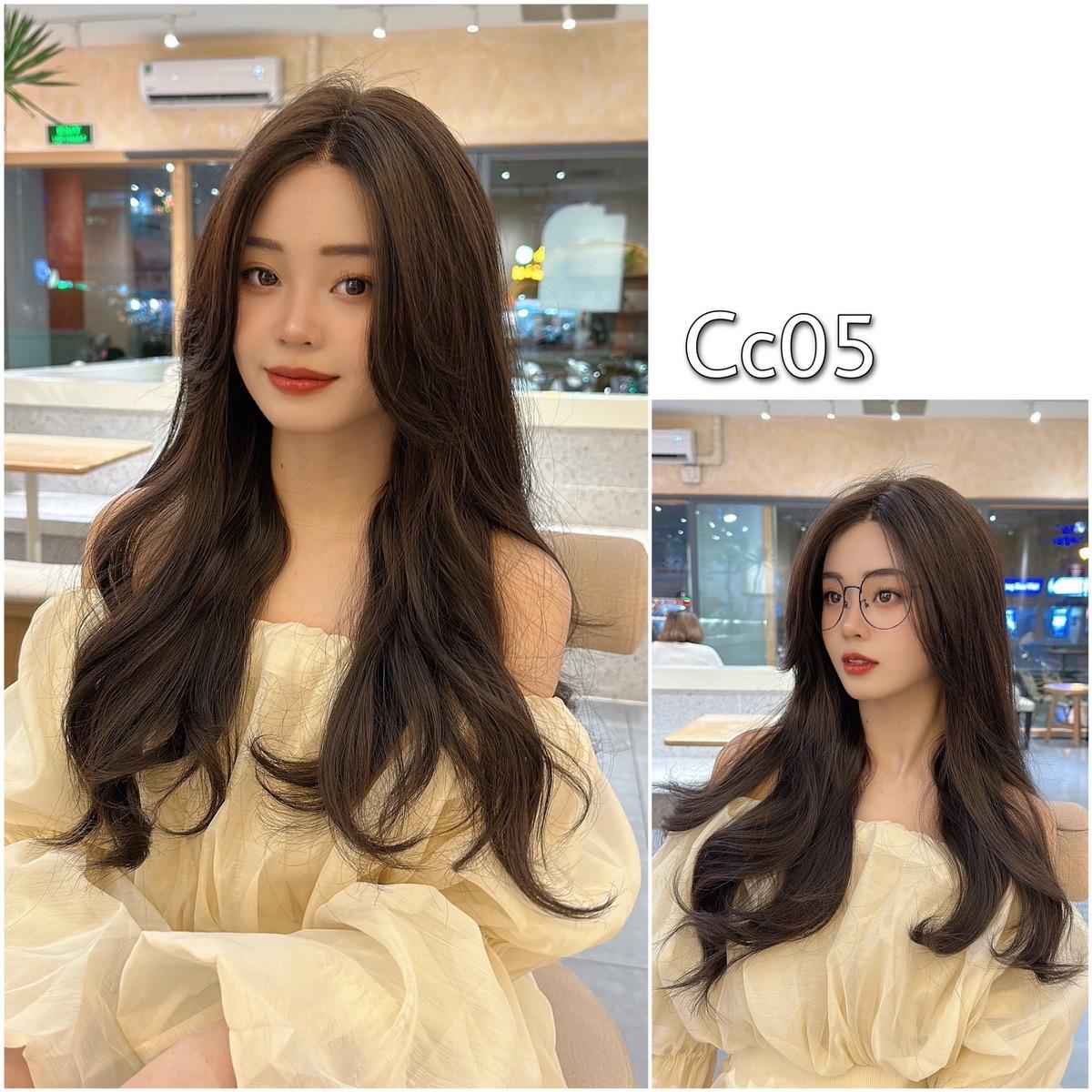 Siêu Da Đầu Tóc Giả CC05 Lưới T Mái Bay Xoăn Nhẹ Lửng (dưỡng + lược + lưới + miếng dán)