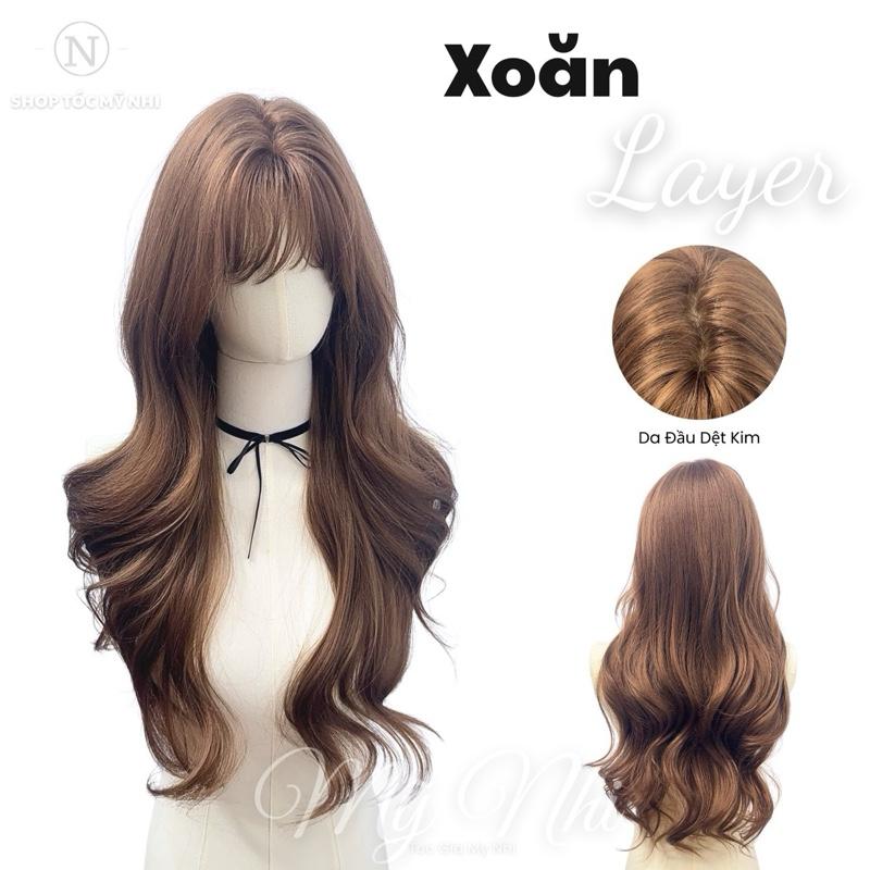 Tóc Giả Nguyên Đầu Dệt Kim Mái Thưa Xoăn Layer NG06 60cm