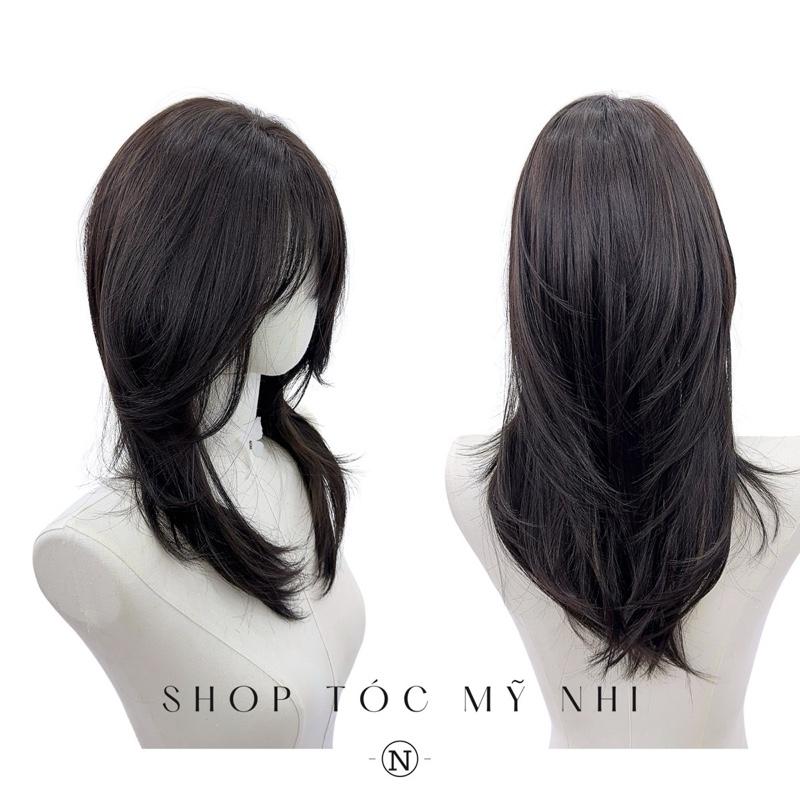 Tóc Giả Dệt Kim Hust Cut Mái Thưa  Màu Nâu Đen C-dk-1203 45cm