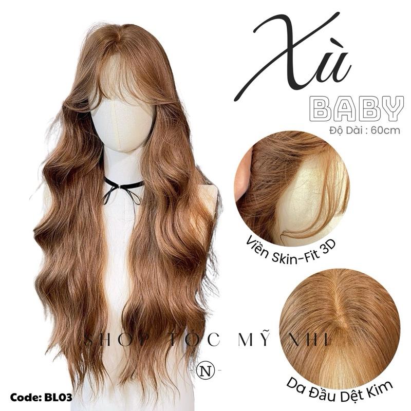 Tóc Giả Bio-Lace 3D Mái Thưa Xù Sóng BL03 độ dài 60cm (Viền Da Sinh Học Skin-Fit)