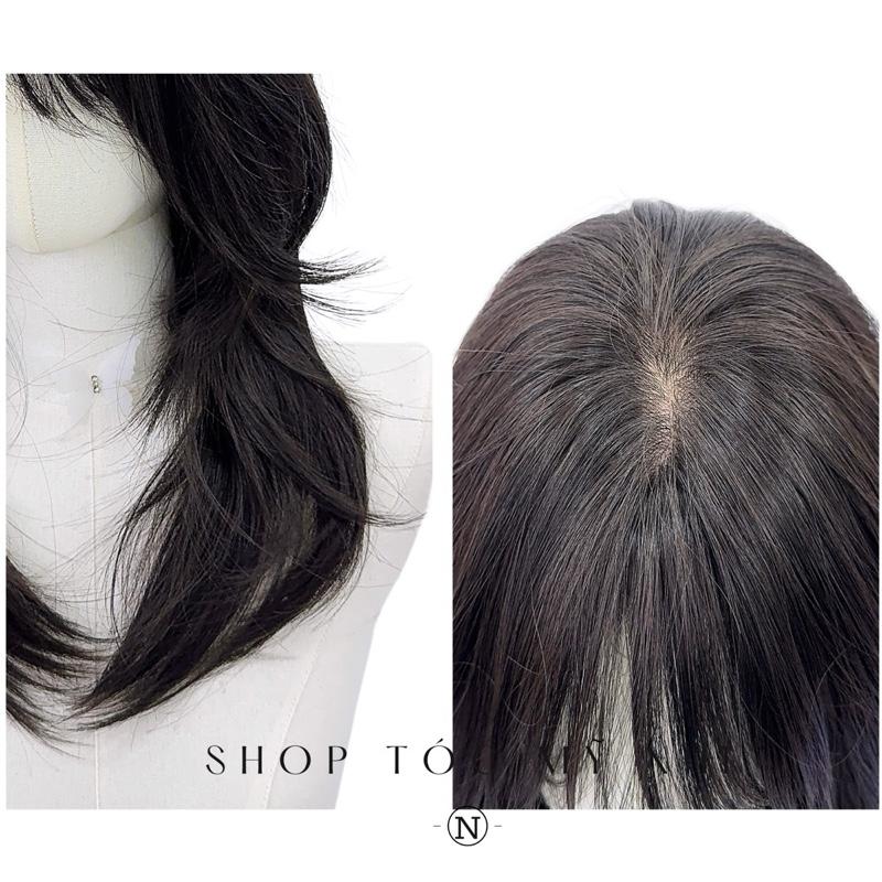 Tóc Giả Dệt Kim Hust Cut Mái Thưa  Màu Nâu Đen C-dk-1203 45cm