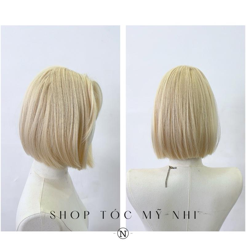 Tóc Giả Dệt Kim Blunt Cut Ngắn Thẳng Ngang Vai Màu Tóc Vàng Bạch Kim T-dk2-0601
