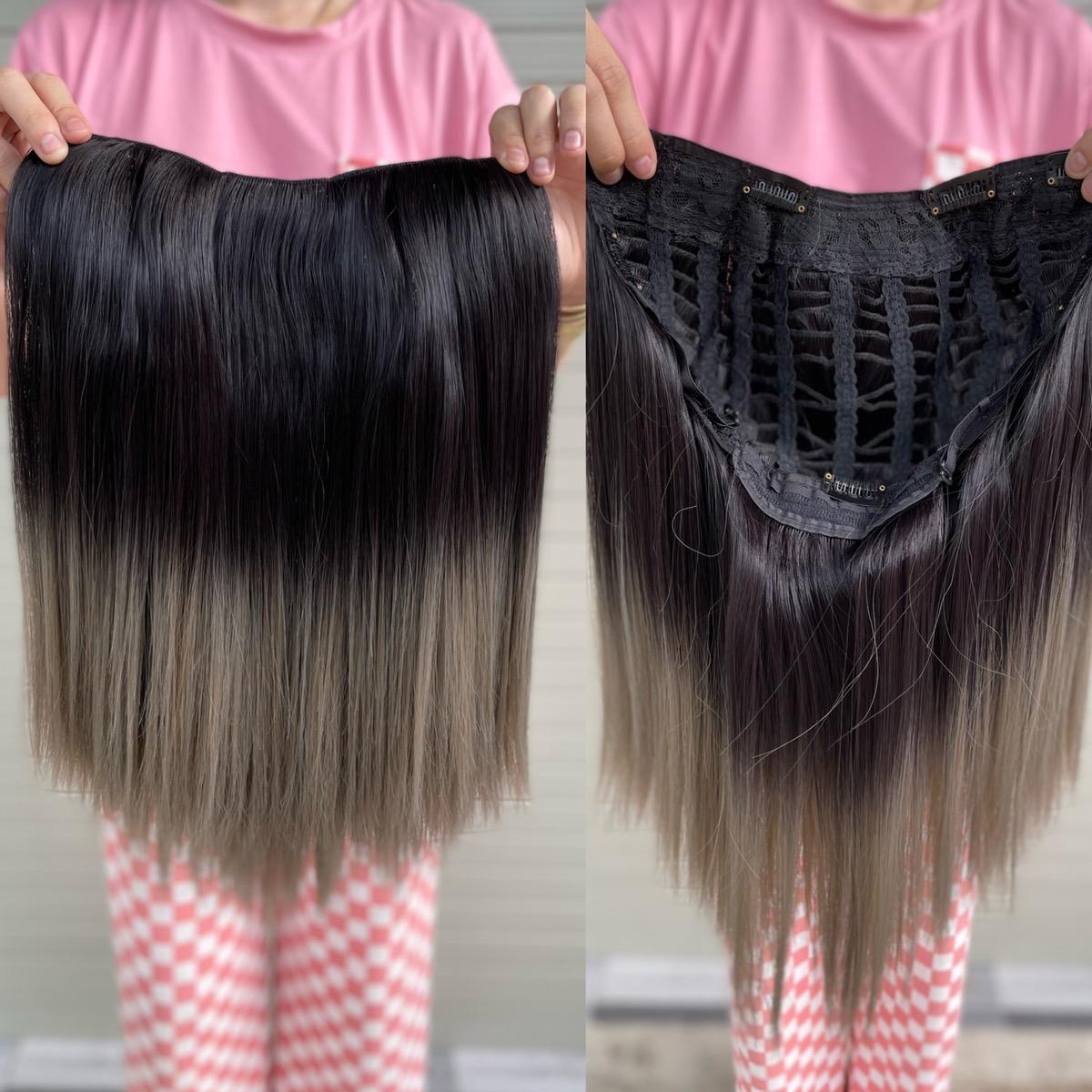 Kẹp U đen nhuộm xám 45cm thẳng