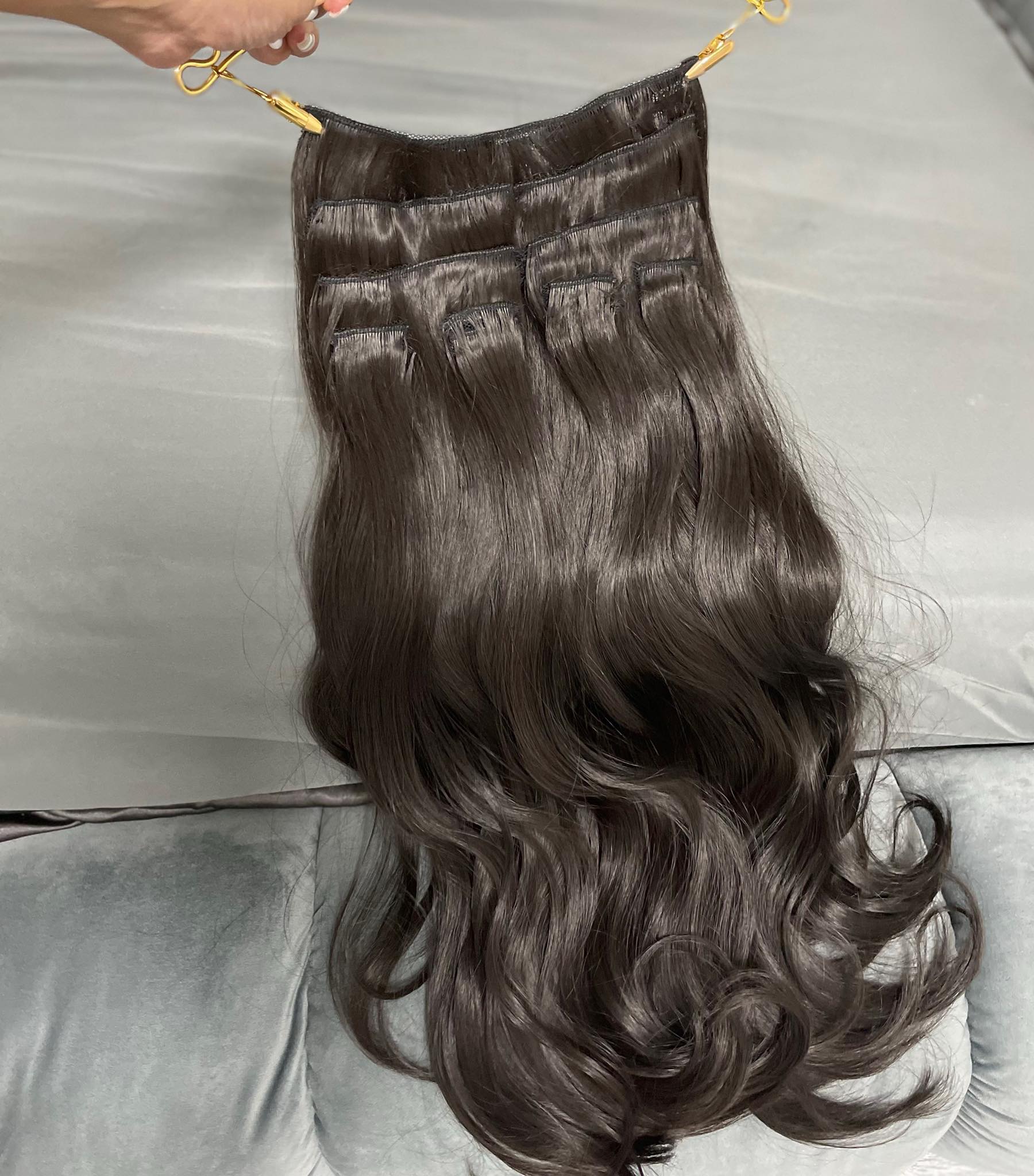 Set 9 dãy kẹp xoăn đuôi lơi Phụ nữ Tóc giả Dệt Tiện ích mở rộng