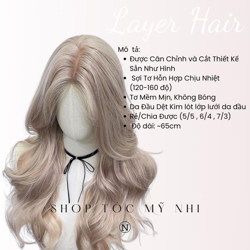 Tóc Giả Dệt Kim Hai Mái Xoăn Layer Dài Màu Tóc Blonde Rose x-dk2-0301