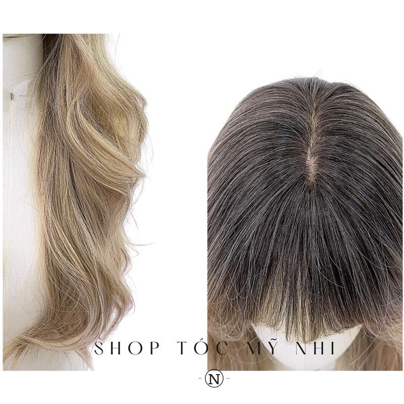 Tóc Giả Mỹ Nhi Xoăn Layer Mái Thưa Hàn Quốc Chân Tóc Đen Nhuộm Vàng Blonde x-dk-1015 Da Đầu Dệt Kim